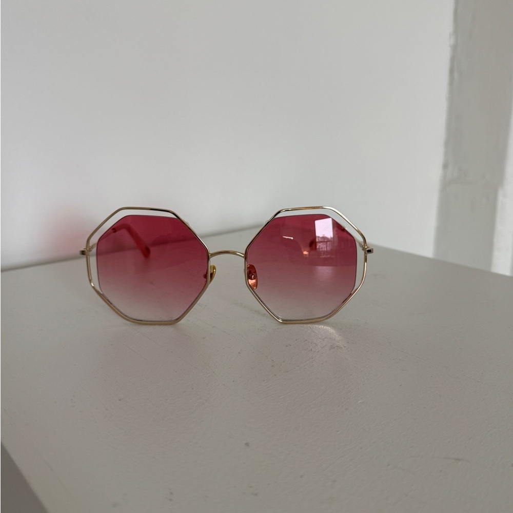 Gold Frame Pink Lens Sunglasses